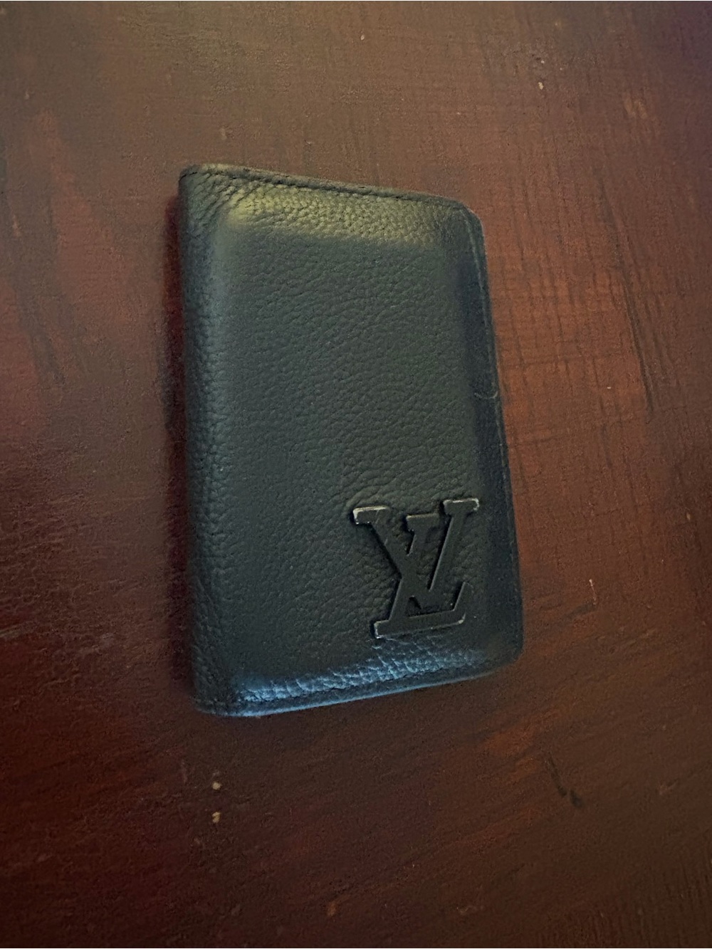 Louis Vuitton Black Pebbled Leather Card & Key Holder with LV Monogram